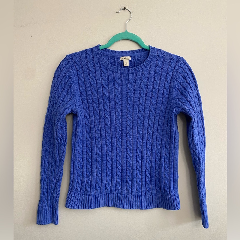 Women’s Blue LL Bean Cable Knit Sweater - S‎